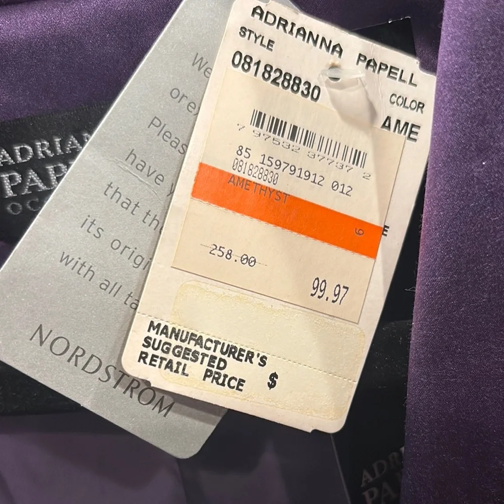 Adrianna Papell Silk purple Cropped Evening Shrug Jacket Blazer Notched Lapel 6